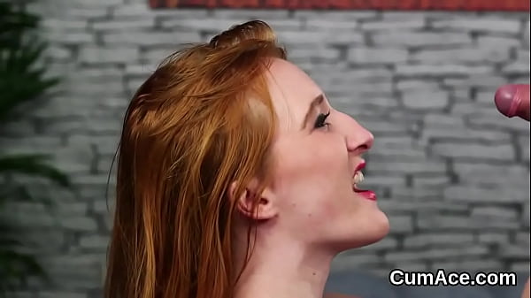 Peculiar peach gets sperm load on her face gulp...