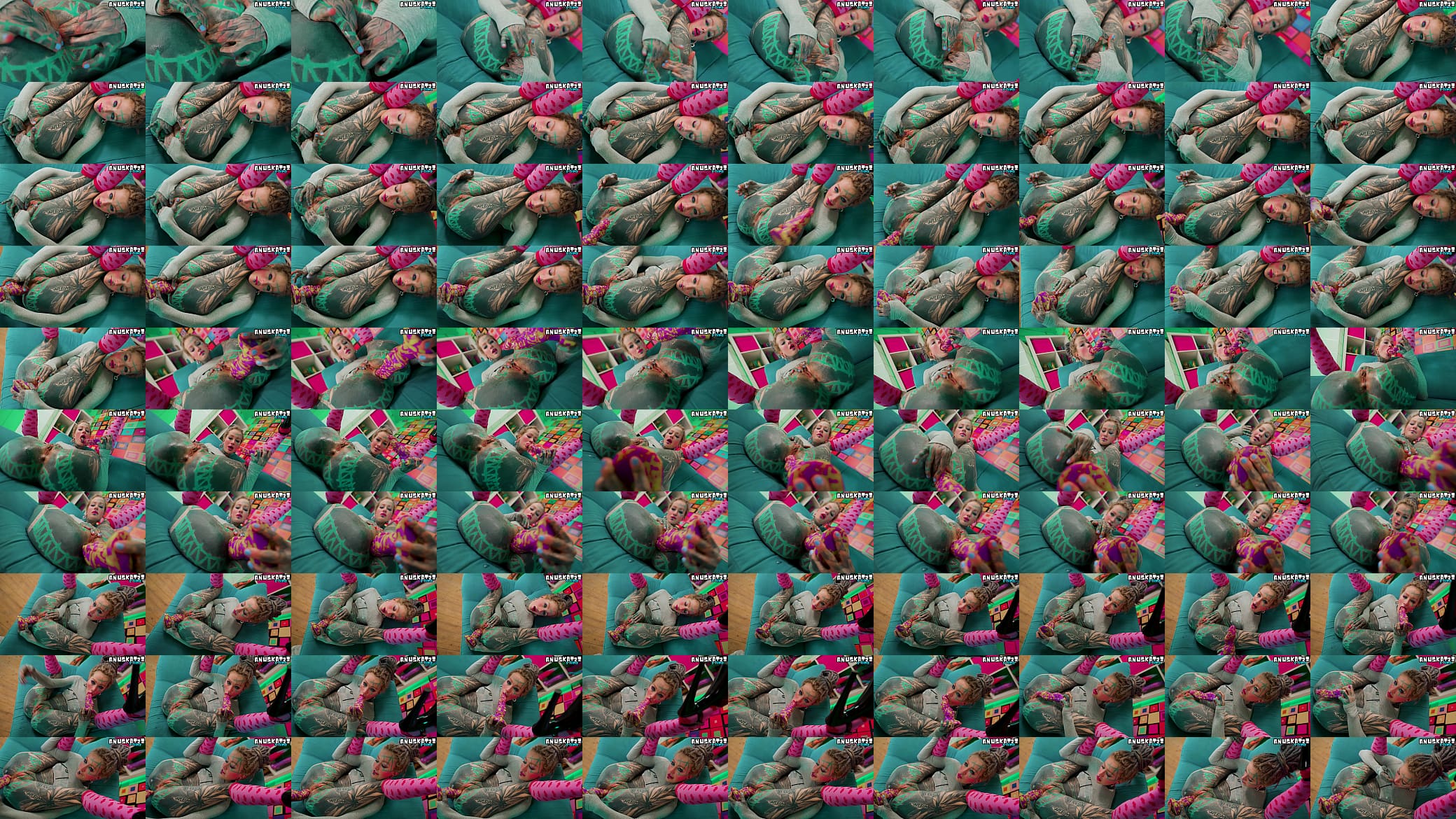 Skinny Tattooed Slut&#039;s Anal Masturbation: Fingering and Toys Stretch Her Tight Asshole 预览图