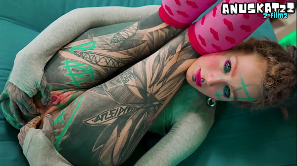 Skinny Tattooed Slut's Anal Masturbation: Fingering and Toys Stretch Her Tight Asshole