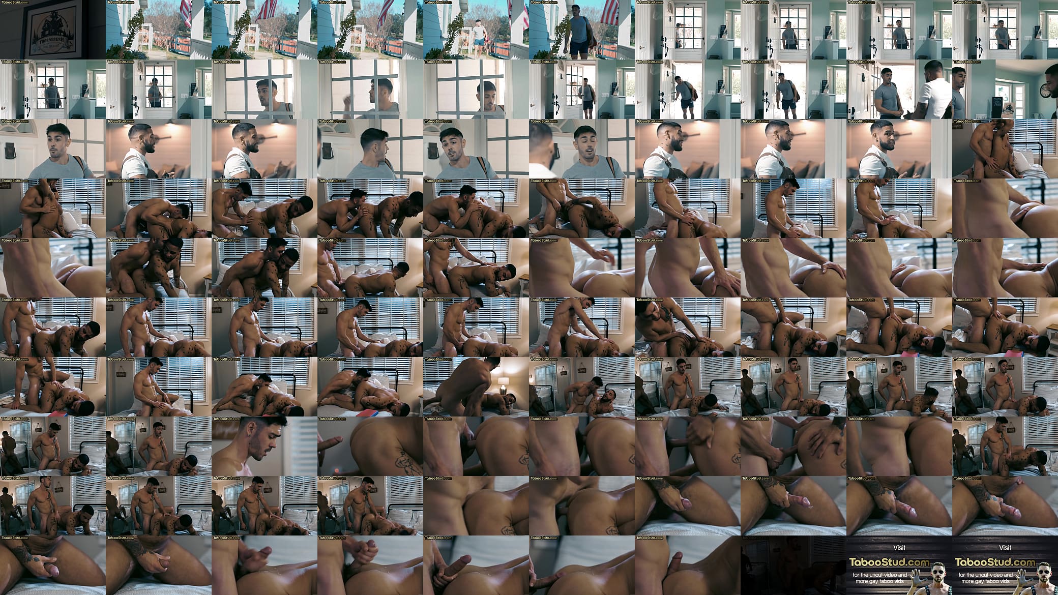 Tattooed muscled stud bottom barebacked and jizzed by top BF 预览图