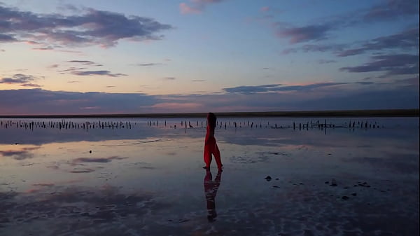 Walk on Red Sunset of Elton Salt Lake