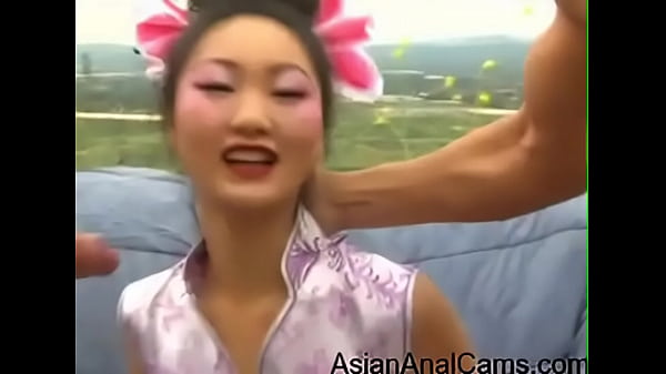 Hot Asian slut fucked by 2 white guys and swall...