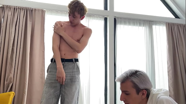 Download Video - fucked the cute stepson of the owner of the house&comma; but we were caught&comma; juicy blowjob deepthroat and fucking a tight ass of a twink&comma; finished in the ass