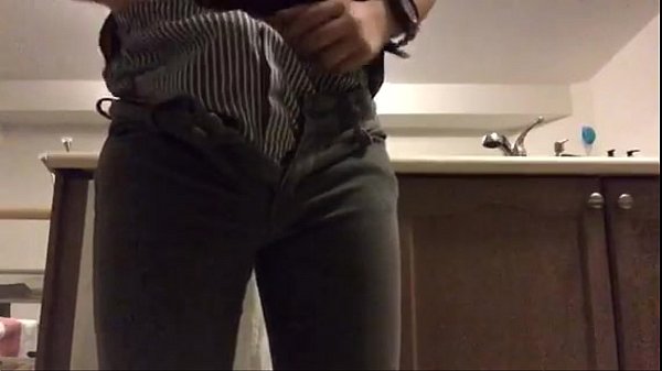 Download Video - trying my grilfriend's jeans with a hard on