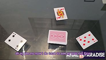 WE START PLAYING CARDS BUT SOON END UP HAVING A HOT THREESOME RIGHT IN THE MIDDLE OF THE GAME.