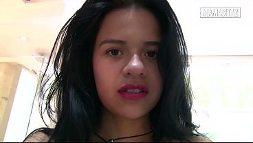 Curvy Latina's Giant Natural Tits Oiled and Handled While She Moans in the Bathroom