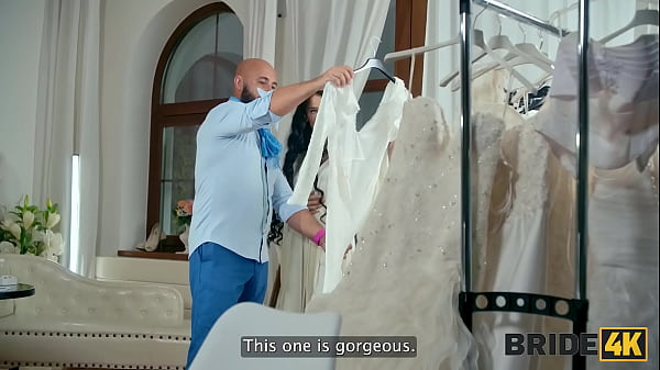 BRIDE4K. Sexy skinny brunette gave her young body to a wedding salon owner with a huge dick