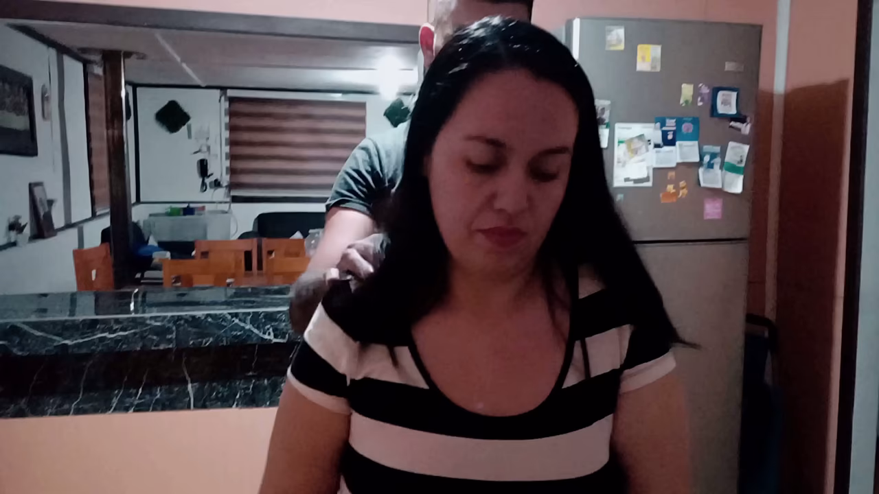 Hot stepmom has sex with her stepson in the kitchen of the house