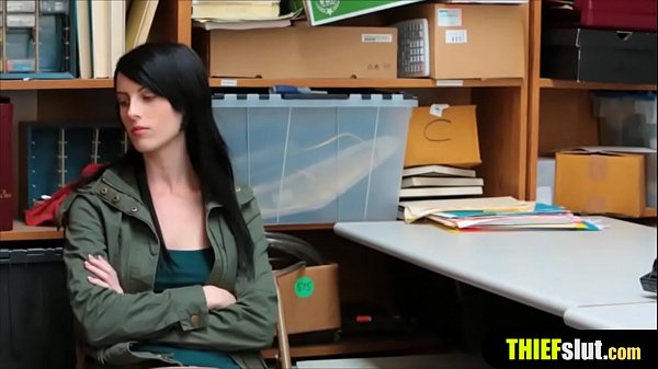 Raven haired shoplifter gets fucked from behind on CCTV