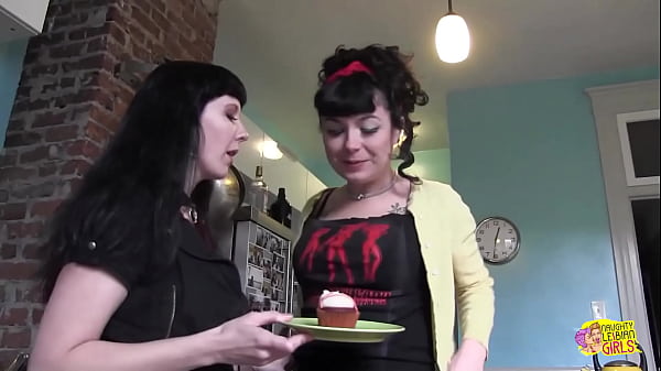 Two brunette goth girls do all kinds od kinky things arround the house