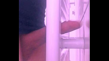 Fucking and Cumming on Towel Dryer with 8" Tranny Cock