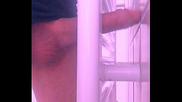 Fucking and Cumming on Towel Dryer with 8" Tranny Cock