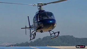 Hot blonde having sex with a helicopter pilot who has a big black dick