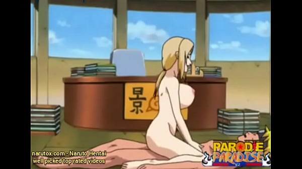 Tsunade the hokage is having a happy time in he...