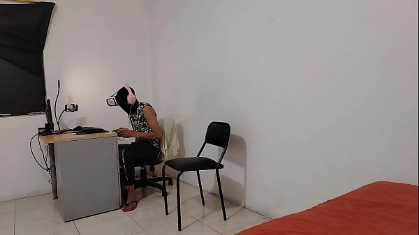 Something dark is happening at the young stepbrothers' house! One of them fucks his stepsister while the other plays virtual reality. The slut enjoys it intensely.