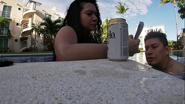 first to the pool and then to fuck that ass with big tits that's too rich