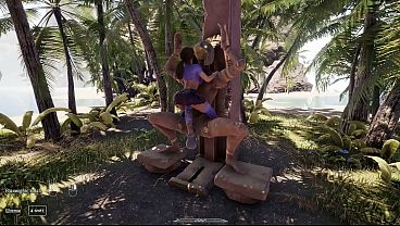 Lara Croft never expected that the Statue would do this and fuck her in all her holes.