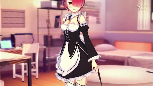 Loving anime girl rides you in romantic atmosphere