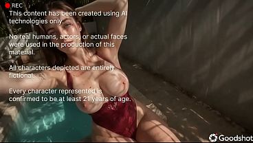 This busty blogger by the pool really wanted to cum. [AI]