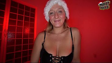 Slutty Big Tits Naughty Girl Sucks and Fucks Santa For a White Christmas