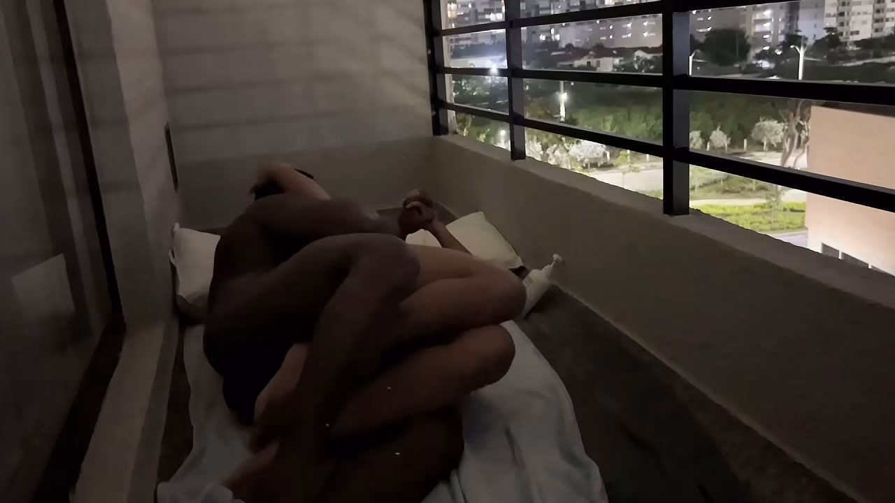 Cute brunette gets fucked on the balcony of the hotel -amateur couple- nysdel