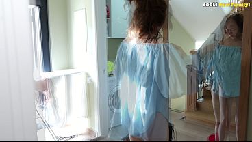step Daddy, Am I Beautiful? Trying on My step Mom's Clothes, I Let My Stepfather Rub Against My Pussy and Fuck My Mouth!
