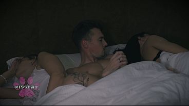 Just Cover My Mouth! Girlfriend's Step Sister Seduces Husband in Share Bed - Kisscat & MrCat