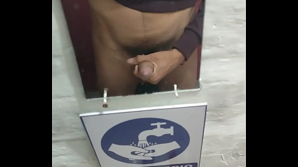 YOUNG GUY WITH GOOD COCK MASTURBATES IN A RESTAURANT BATHROOM