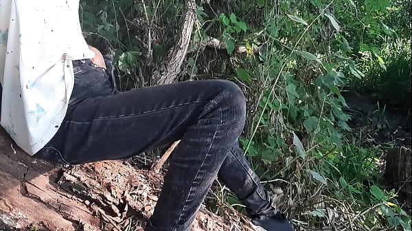 Risky female masturbation in clothes outdoors in the forest - Girls fly orgasm
