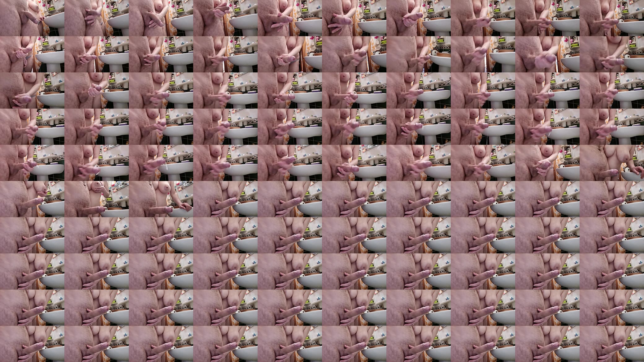 Endless cum pours out of his big dick after a girl with big tits jerked off his cock 预览图