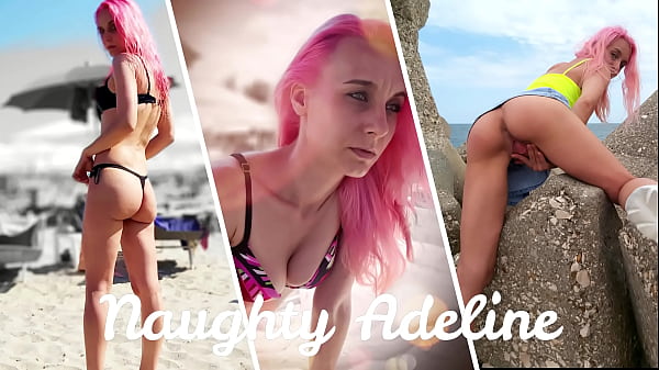 Outdoor public blowjob by the sea