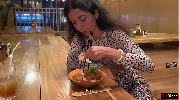 I cum on a girl's face in Public Sushi Bar and she eats rolls with Cum on her face - Cumwalk
