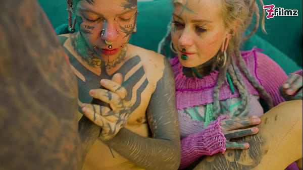 Tattooed Couple’s First Time with Trans Dark Leaves – ATM & Facial