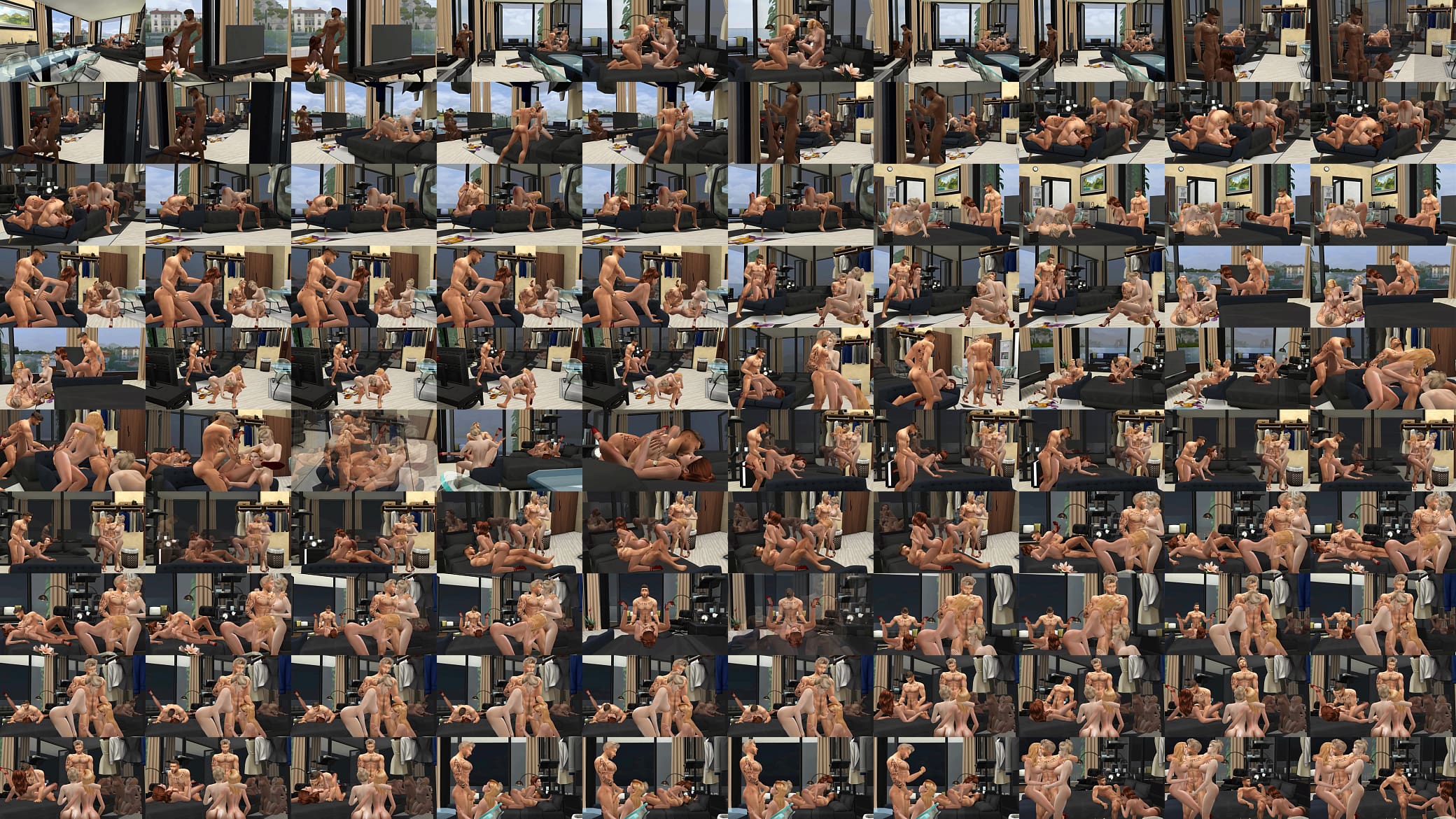 Hunky Sims 4 - Hot and steamy group sex on vacation (blowjob, pussy fucking, and cumshot) 预览图