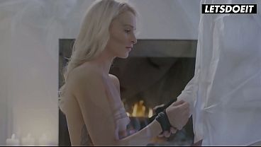 Slim Blonde Bound and Fucked Hard From Behind on the Rug