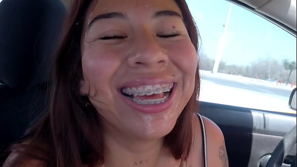 redhead cum swallowing street