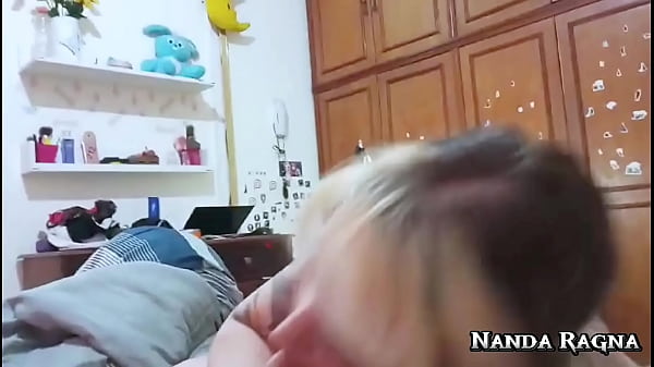 Naughty blonde drank hot milk to sleep