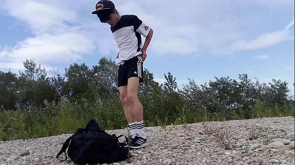 Cute twink Jon Arteen wears black Adidas outfit...