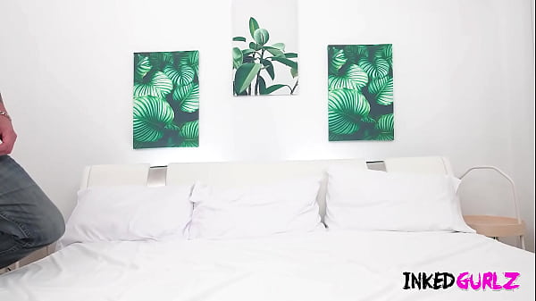 Inked Gurlz - a Tattooed Skinny Blonde Chix is Gagged Passionately by a Dude.