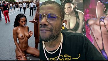 Beautiful Tan Tits Whore Getting Double Penetrated, Public Cum Covering An Ebony Slut, Cum Covered Milf, Tight Bald Pussy POV Dildo Fucking, AI Generated