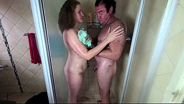 Steamy shower sex after soaping each other up