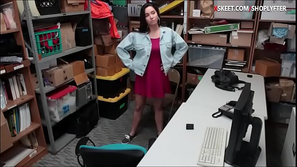 Naughty brunette teen thief Karlee Grey caught stealing merchandise on CCTV and banged by LP officer