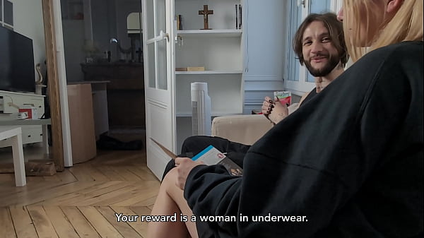 First date with a pretty French trans girl, she sucks me off and swallows in the kitchen.