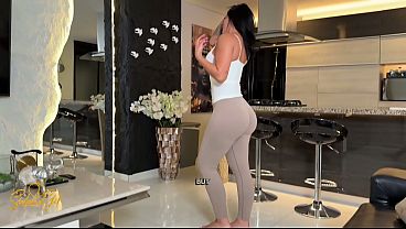 My sexy bad stepmother leaves me to cum on her tits after she caught me spying her - Salome Gil