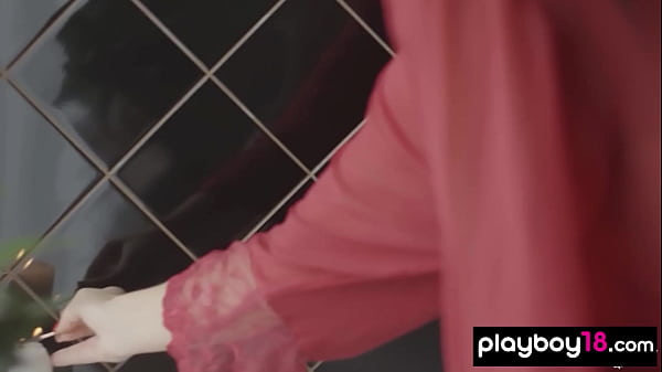 Big tits Latvian teen Simone drops off her robe and takes a romantic bath