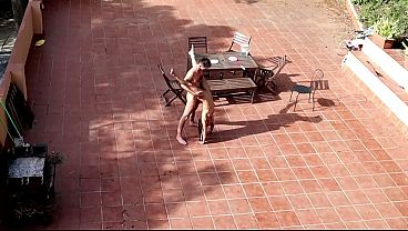 Couple catched fucking in the courtyard