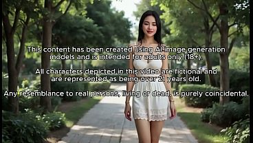 Very beautiful Asian woman having sex in a park - AI generated
