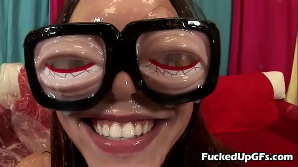 Download Video - Teen Brunette Izzy Bella Blu gets a Messy Facial Cumshot by Multiple Dicks