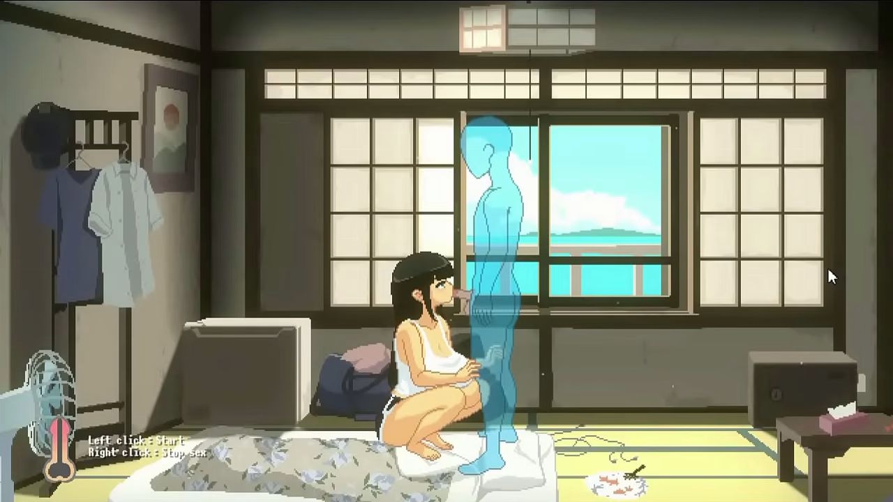 hentai game summer days vacation . hot brunette making a blowjob