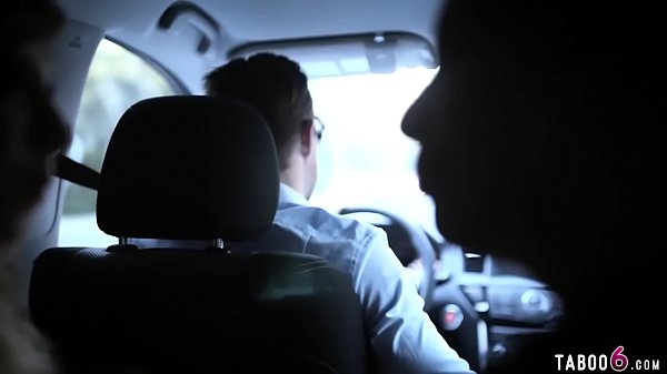 Uber driver fucks two blonde teen sluts who needed cash